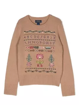 Ralph Lauren джемпер с вышивкой, нейтральный цвет
