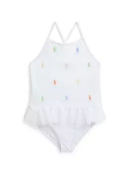 Ralph Lauren купальник с вышивкой Polo Pony, белый