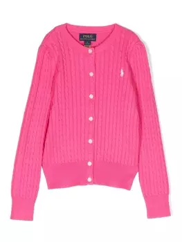 Ralph Lauren вязаный кардиган с вышитым логотипом, розовый