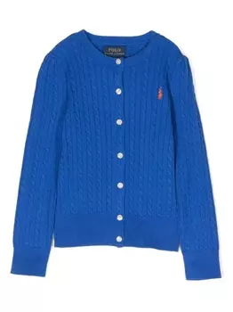 Ralph Lauren вязаный кардиган с вышитым логотипом, синий