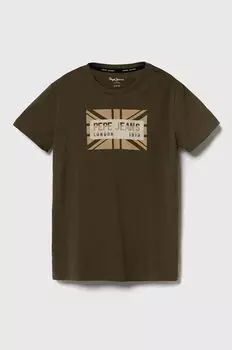 RANDAL детская хлопковая футболка Pepe Jeans, зеленый