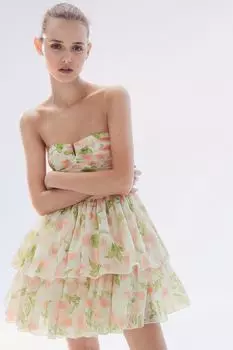 Расклешенное платье-бандо H&M, белый