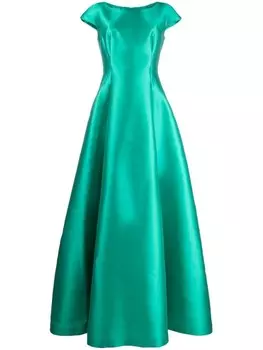 Расклешенное платье с вырезом-лодочкой Alberta Ferretti, зеленый