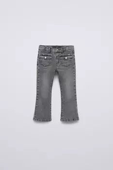 Расклешенные джинсы с карманами ZARA, черный