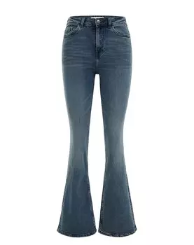 Расклешенные джинсы We Fashion, синий джинсовый