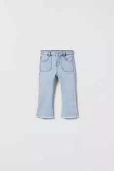 Расширенные джинсы с потерями ZARA, синий