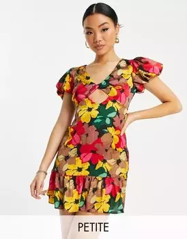 Разноцветное платье мини с цветочным принтом Topshop
