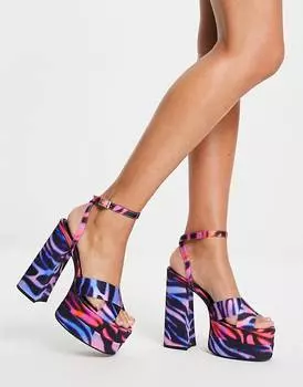 Разноцветные босоножки на каблуке на платформе ASOS DESIGN Nika