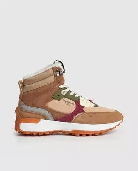 Разноцветные высокие женские кожаные кроссовки Pepe Jeans, мультиколор