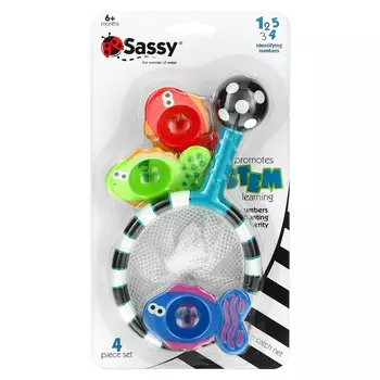 Развивающая игрушка для ванны Sassy Catch 'n Count Net 6 + Months, набор из 4 предметов