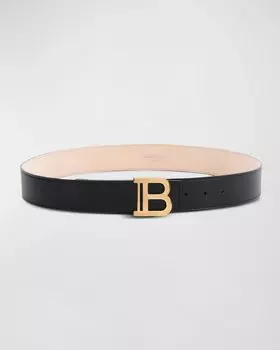 Ремень B из кожи и латуни Balmain, цвет Noir