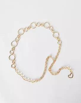 Ремень Bershka Chain With Rings, золотой