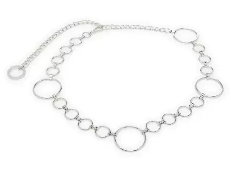 Ремень Circle Chain Women's Belt Crown Vintage, серебряный