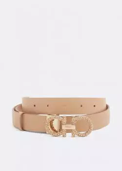 Ремень FERRAGAMO Adjustable Gancini belt, бежевый