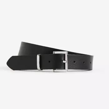 Ремень H&M Leather, черный/серебристый