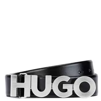 Ремень HUGO Zula Women's Leder mit Logo Schliee 3.5 cm, цвет black silver