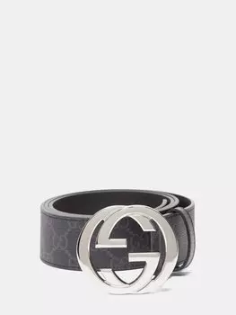 Ремень из холщовой ткани с пряжкой gg supreme Gucci, черный