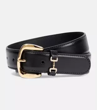 Ремень из кожи коня Gucci, черный