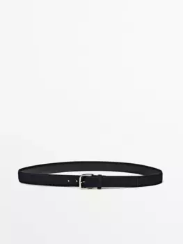 Ремень из кожи нубук Massimo Dutti, синий