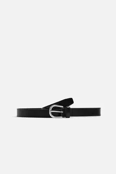 Ремень из кожи нубука ZARA, черный