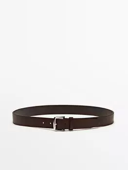 Ремень из мягкой кожи наппа Massimo Dutti, коричневый