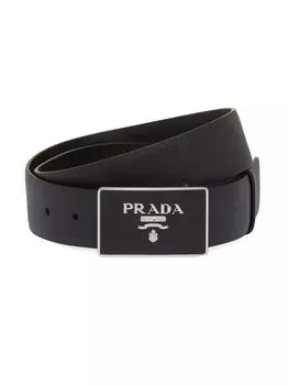 Ремень из сафьяновой кожи Prada, черный