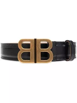 Ремень кожаный Balenciaga BB, черный