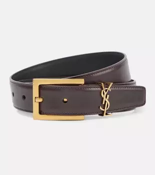 Ремень кожаный Cassandre 30 мм Saint Laurent, коричневый
