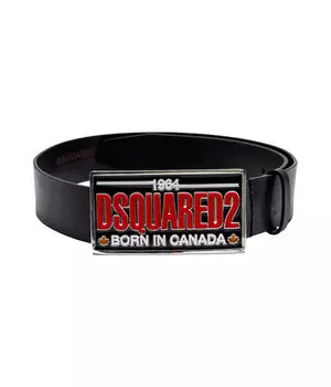 Ремень кожаный Dsquared2 с объемной пряжкой, черный