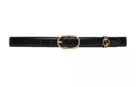 Ремень кожаный Gucci Interlocking G-plaque женский, черный