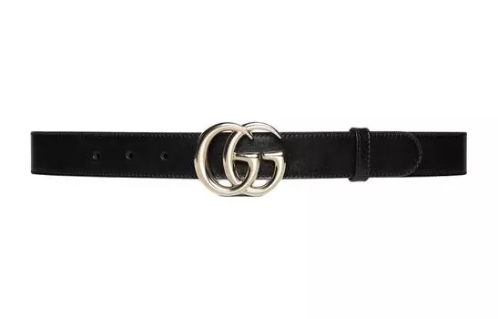 Ремень кожаный Gucci Logo Plaque, черный
