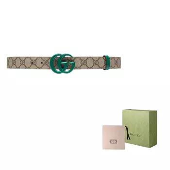 Ремень кожаный Gucci мужской, бежевый / зеленый
