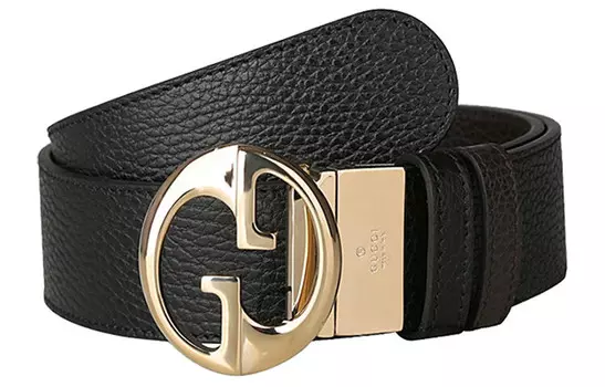 Ремень кожаный Gucci с пряжкой, черный