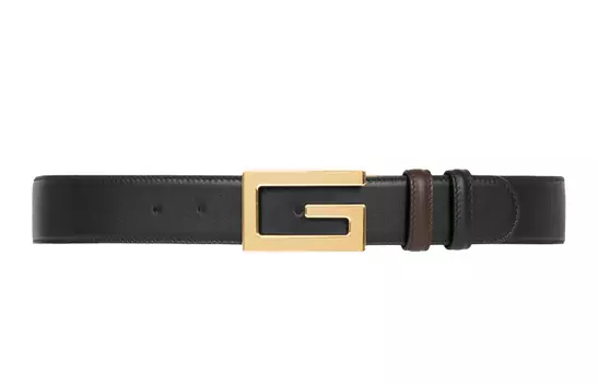 Ремень кожаный Gucci с пряжкой, черный