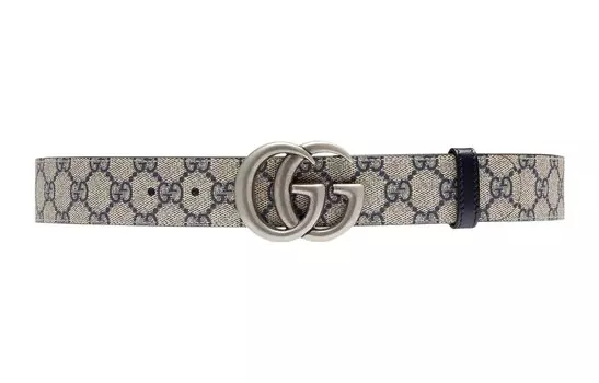 Ремень кожаный Gucci Unisex, бежевый / синий