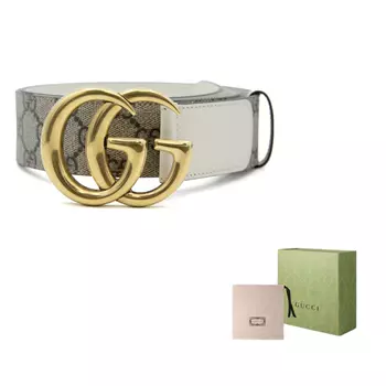 Ремень кожаный Gucci женский, белый / серый