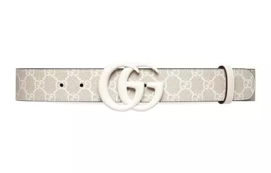 Ремень кожаный Gucci женский, бежевый / белый