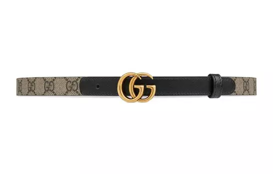 Ремень кожаный Gucci женский, бежевый / черный