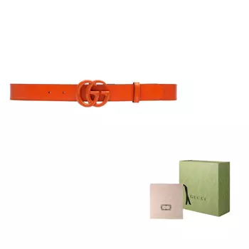 Ремень кожаный Gucci женский, оранжевый