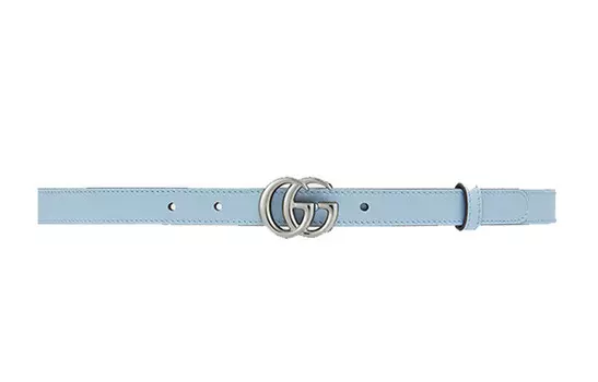 Ремень кожаный Gucci женский, светло-синий