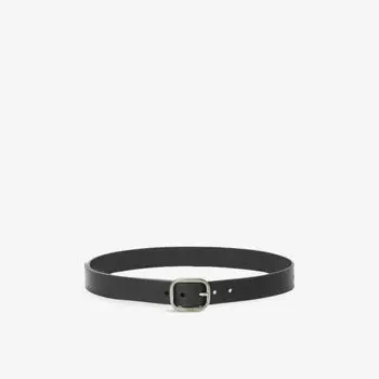 Ремень кожаный Loewe с округлой пряжкой, черный / серебряный