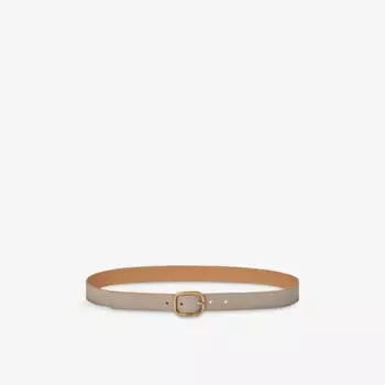 Ремень кожаный Loewe с округлой пряжкой, серо-бежевый / золотой