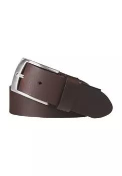 Ремень кожаный, пряжка, тисненый логотип, мужской LERROS, цвет Dark Brown