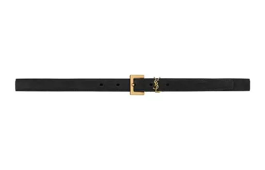 Ремень кожаный Saint Laurent женский, черный