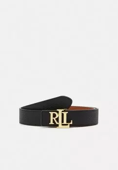 Ремень Lauren Ralph Lauren с золотой пряжкой, черный