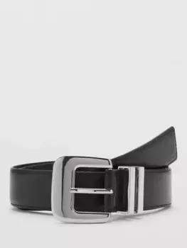 Ремень Mango Apen Square Bucklet, черный