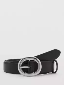 Ремень Mango Ring Round Buckle, черный