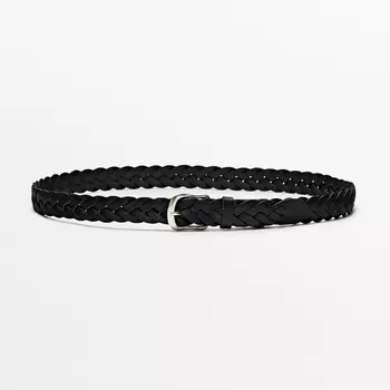 Ремень Massimo Dutti Braided Leather, черный