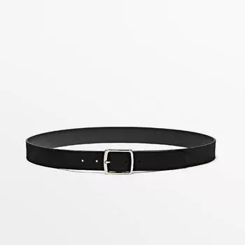 Ремень Massimo Dutti Suede Leather, черный