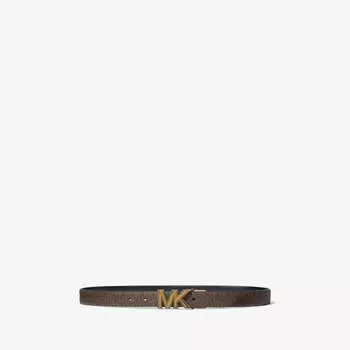 Ремень Michael Michael Kors Reversible Logo and Leather Skinny, коричневый/ черный